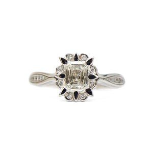 Maevona 14k White Gold Emerald Cut Engagement Ring
